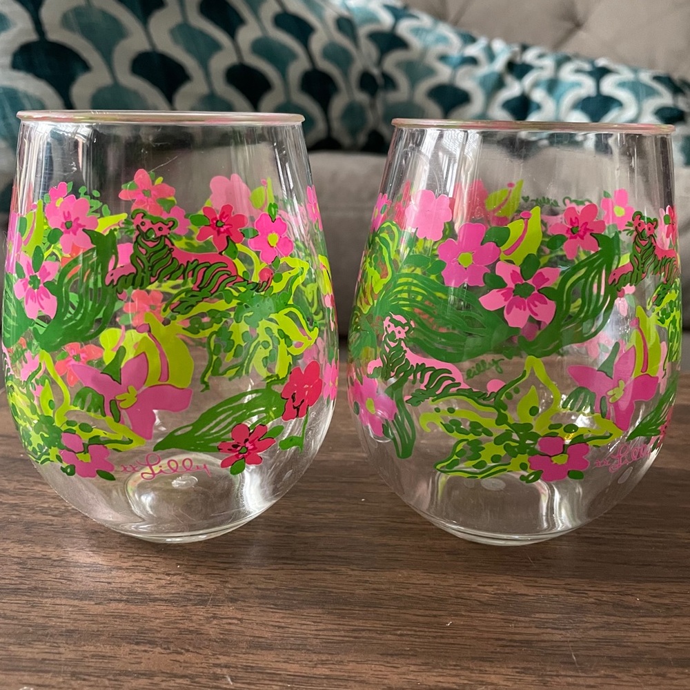 Lilly Pulitzer Stemless Wine Glasses